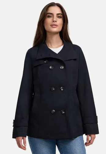 Cabanjacke MANISA, Damen, Gr. 38, blau (marine), Obermaterial: 50% Polyester, 41% Baumwolle, 9% Polyamid. Futter: 55% Polyester, 45% Viskose, unifarben, casual, regular fit hüftbedeckend, ohne Ausschnitt, Langarm mit Riegel 2-Knopf-Manschette, Jacken, mit Stehkragen