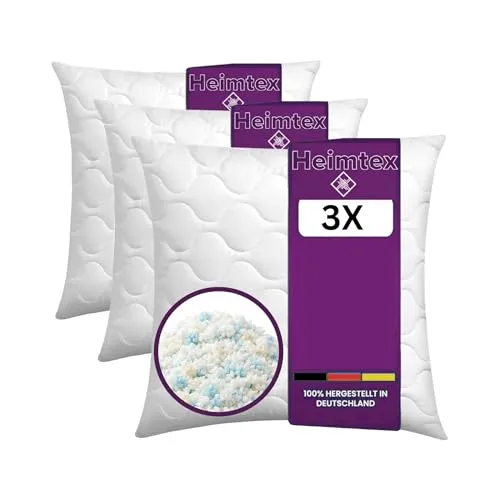 HEIMTEX 3er-Pack Kissen 80 x 80 cm – Anpassungsfähige Schaumstoff-Mischung für erholsamen Schlaf - Ideal für jede Schlafposition: Dieses Kissen bietet sanfte Unterstützung und hohe Formstabilität. Leicht und atmungsaktiv, sorgt es für Komfort und passt sich individuell an Ihre Bedürfnisse an.