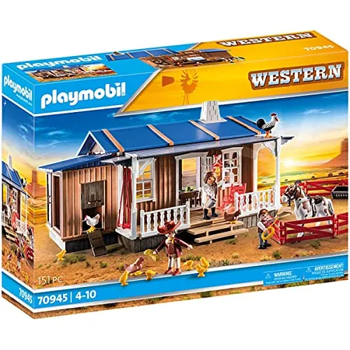 PLAYMOBIL 70945 Westernranch - Western Farm Set für Cowboys und Indianer, ideal für kreative Rollenspiele und fördert die Fantasie von Kindern im Alter von 5-11 Jahren.