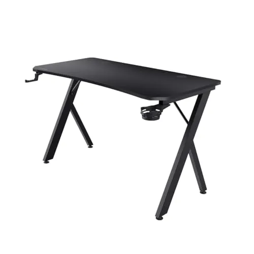 Trust Gxt700 Omnius Gaming Desk - Robuster Gaming Schreibtisch mit 120x60 cm großer Oberfläche, integriertem Becherhalter und Kopfhörerständer für ein perfektes Setup und ordentliches Kabelmanagement.