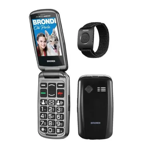 BRONDI AMICO SICURO PLUS (Schwarz) - Senioren Handy - Handy für Senioren mit 2,8" Bildschirm, Bluetooth und Dual-SIM, ideal für einfache Nutzung und Sicherheit.