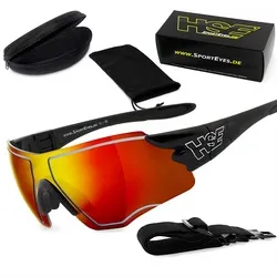 HSE - SportEyes Sportbrille SPEEDWULF, Steinschlagbeständig durch Kunststoff-Sicherheitsglas rot