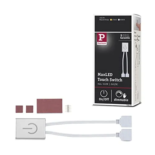 Paulmann 70975 Stripe MaxLED Touch Switch max. 144 Watt dimmbar Lichtband Silber Lichtstreifen Metall LED Band