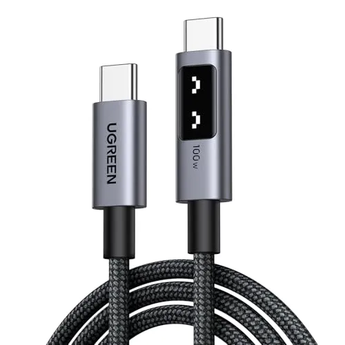 UGREEN UNO USB C auf USB C Kabel 100W (5A/20V) PD 3.0 Ladekabel USB C PPS kompatibel mit iPhone 17/Air/16/15, M3 MacBook Pro/Air, iPad Air/Pro 2024 Galaxy S25 Ultra A55 Pixel 8a Steam Deck usw. (0.5M)