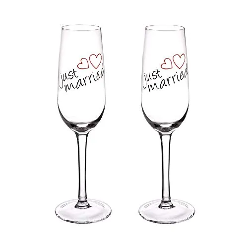 GRÄWE 2er Set Sektglas Just Married 210 ml