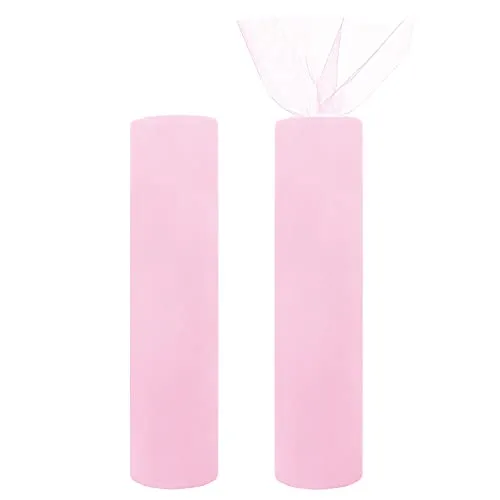 Handi Stitch 2 Stk Tüll Stoff Tüll Rolle Pink 30cm x 25m Mesh Stoff pro Rolle - Polyester Dekostoff Meterware für Geburtstag, Party, Geschenke, Verpackung, Hochzeit, Tutu Rock, Deko, Nähen, Basteln