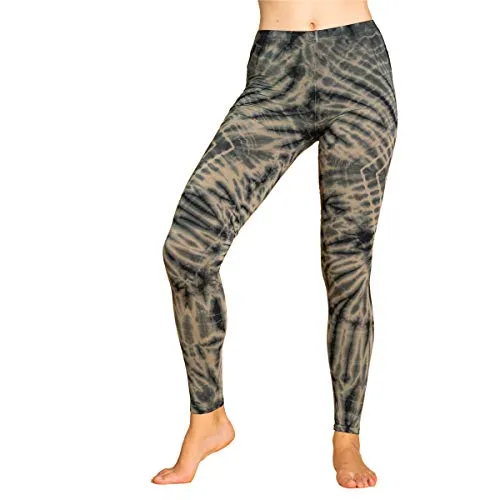 PANASIAM Legging Batik3 SQ01 Grau, S - Handgefertigte Leggings mit einzigartigem Dschungel-Muster aus 95% Viskose und 5% Elasthan. Bequemer Gummibund sorgt für optimalen Sitz. Ideal für Yoga und Freizeit. Fair produziert in kleinen Familienbetrieben.