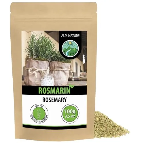 Alpi Nature Rosmarin getrocknet 100g, Rosmarinblätter getrocknet gerebelt, Rosmarin Gewürze