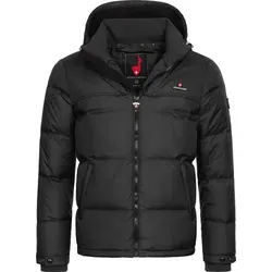 Höhenhorn Bristen Herren Daunen Winter Jacke Schwarz Gr. L - RDS-zertifizierte Daunen für optimale Wärmeisolierung, leichtgewichtig und atmungsaktiv mit abnehmbarer Kapuze