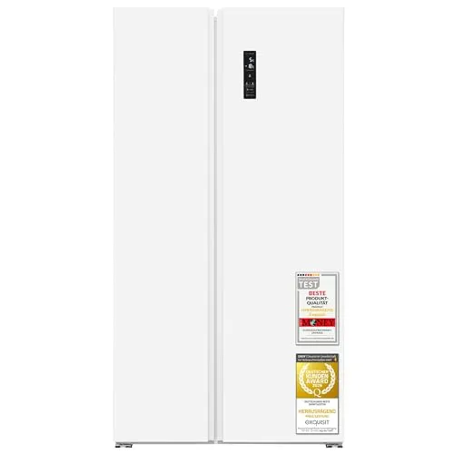Exquisit Side-by-Side Kühl-Gefrierkombination 442L - Kühlschränke mit 442 Litern, No-Frost-Technologie für wartungsfreies Kühlen, energiesparende LED-Beleuchtung für optimale Sicht und separate Temperaturregelung.