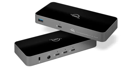 OWC Thunderbolt 5 Hub mit 5 Ports - Dockingstation für Mac & Windows mit 5 Ports, ermöglicht blitzschnelle Datenübertragung und vielseitige Anschlussmöglichkeiten für kreative Profis.