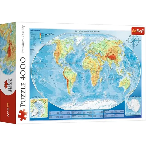 Trefl TR45007 Große Weltkarte - 4000 Teile Premium Quality Puzzle, für echte Puzzlefreaks und imposante Wanddekoration mit 1,3 m² Größe