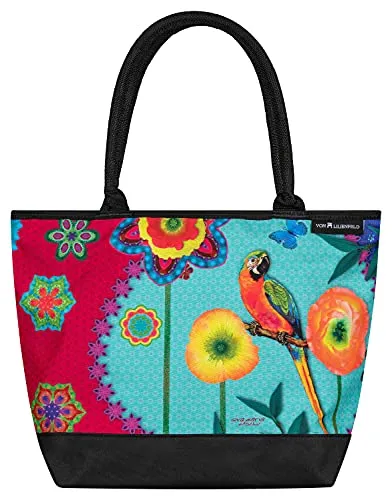 VON LILIENFELD Handtasche Damen Kunst Motiv Parrot in Paradise Shopper Maße L42 x H30 x T15 cm Strandtasche Henkeltasche Büro