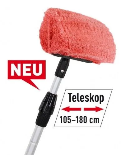 Nigrin 20513 Caravan Waschbürste - Teleskop Autowaschbürste für Caravan, Auto, LKW – ideal für große Fahrzeuge, mit ausziehbarem Griff von 1,05 m bis 1,80 m und schonenden Borsten, um Kratzer zu vermeiden.