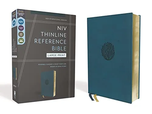 NIV, Thinline Reference Bible (Deep Study at a Portable Size), Large Print, Leathersoft, Teal, Red Letter, Comfort Print: New International Version, ... Comfort Print, Thinline Reference Bible