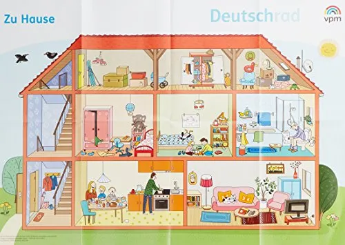 Deutschrad 1/2: Poster Wimmelbilder für Klasse 1/2 - Lernhilfen Deutsch Allgemein, fördert spielerisches Lernen mit bunten Wimmelbildern für einen leichten Einstieg in die deutsche Sprache.
