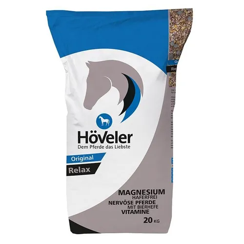 Höveler Relax - Haferfreies Müslifutter für Pferde - Pferdefutter für nervöse Pferde, magnesiumreiche Mischung zur Stressreduktion, ideal für empfindliche Tiere in Stresssituationen.