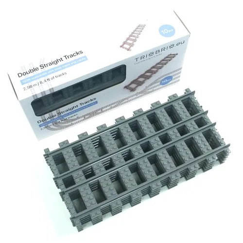 Trixbrix Double Straight Tracks BOX compatible with LEGO 60197 60198 10277 60205