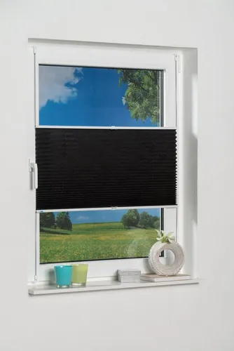 K-Home Klemmfix-Plissee Palma 95 x 210 cm - Anthrazit Lichtschutz - Plissees mit moderner Crushed Optik, einfach ohne Bohren montierbar, effektiver Licht- und Sichtschutz, stufenlos verstellbar für optimale Anpassung.