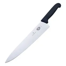 Victorinox Fibrox Kochmesser 30,5cm - Küchenmesser mit 30,5cm Klinge aus eisgehärtetem Edelstahl für müheloses Schneiden. Der weiche Fibrox-Griff sorgt für optimalen Halt und ist geschirrspülergeeignet.
