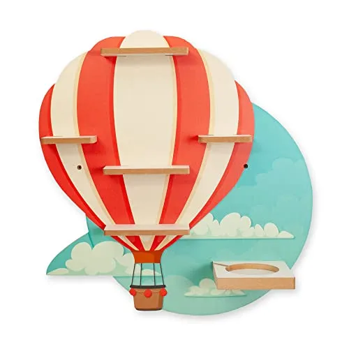 Regal „Heißluftballon“ geeignet für Toniebox und Tonies inkl. 40 Metallplättchen für Flexible Befestigung der Tonie Figuren (Heißluftballon)