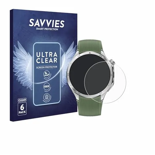 Savvies 6 Stück Schutzfolie für OnePlus Watch 3 Displayschutz-Folie Ultra-Transparent