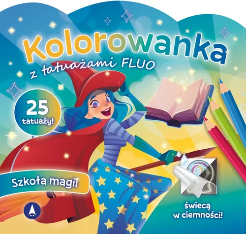 Malowanka 200X190 Kolorowanka z tatuażami FLUO Szkoła magii SKRZAT 9788382078879