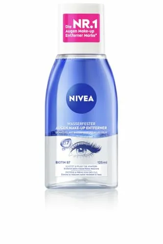 NIVEA Augen Make-Up Entferner Double Effect 125 ml - Make-up-Reinigungswasser für sensible Augenpartien, entfernt selbst wasserfestes Make-Up sanft und gründlich mit Kornblumenextrakt.