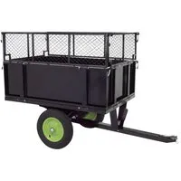 Kippanhänger für Rasentraktor 300 kg - kippbar und vielseitig - Rasenmäher-Zubehör: Kippanhänger mit abnehmbaren Bordwänden, ideal für Gartenarbeiten. Tragkraft 300 kg, robust aus Stahl gefertigt, perfekt für Aufsitzmäher und ATV.
