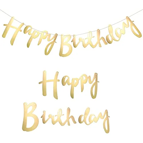 5M Happy Birthday Banner in Gold metallic, Glitter Happy Birthday Schriftzug Girlande zum Aufhängen, Geburtstagsdekoration für Erwachsene und Kinder - Mädchen und Jungen (Gold)