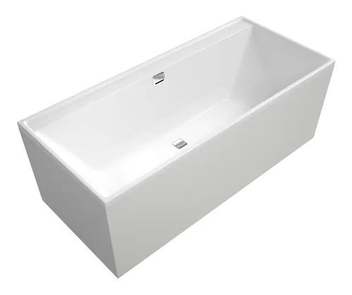 Villeroy & Boch Collaro Rechteckbadewanne 1800 x 800 mm - Elegantes Design in Stone White - Sanitäranlagen & Zubehör, hochwertige Rechteckbadewanne mit stilvollem Chrom-Akzent für ein luxuriöses Badeerlebnis.
