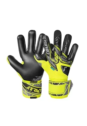 REUSCH Herren Handschuhe Attrakt Gold X NC - Torwarthandschuhe mit Profi-Griffigkeit, ideal für maximale Ballkontrolle und Belüftung – perfekt für Torhüter wie Alisson Becker.