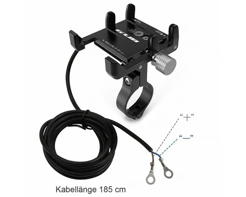 MidGard Smartphone-Halterung Motorrad Lenker Halterung für Handy, E-Bike, Scooter, Roller Halter, (bis 7.5 Zoll, mit USB-Ladebuchse für Handys von 3,5 bis 7,5 Zoll)