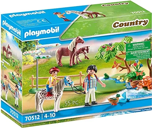 PLAYMOBIL Country 70512 Fröhlicher Ponyausflug - RC-Modelle: Spannendes Spielset mit Vater, Tochter und 3 Pferden für kreative Ausritte, ideal für kleine Tierfreunde ab 4 Jahren.