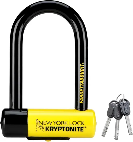 Kryptonite New York FAHGETTABOUDIT Mini Bügelschloss - Höchste Sicherheit für Ihr Fahrrad - Fahrradschlösser mit Sicherheitsgrad 10/10, 18 mm Stahlbügel widersteht Bolzenschneidern, ideal für städtische Umgebungen. Inklusive 3 Schlüsseln und Hochsicherheits-Scheibenzylinder.