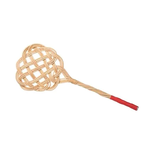 Adam Schmidt | Teppichklopfer in Sonnenform mit Handschutz | 3-fädiges Natur Rattan | länglich hell | 75x26 cm | flexibel und robust