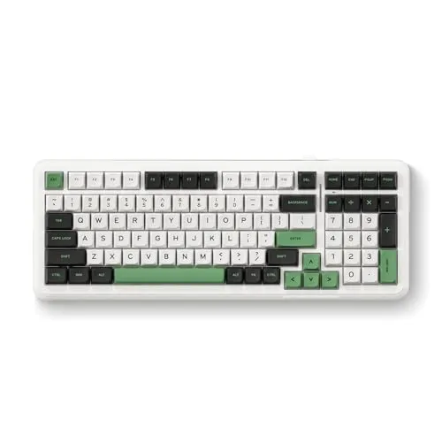 MCHOSE K99 (Grün) Kabellose Gaming-Tastatur, 98 % RGB (US-Englisch - ANSI), RGB, Hyazinthenschalter, Double-Shot PBT, Dichtungshalterung, Hotswappable