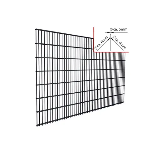 Doppelstabmatte Element 2,5 m - Gittermatte Zaunelement in Anthrazitgrau, robust und ideal für dekorative Zäune