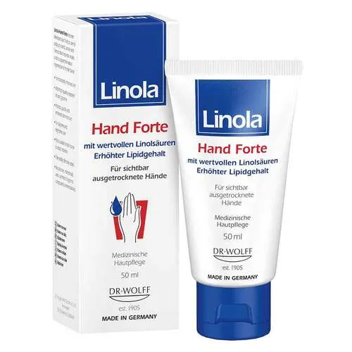 Dr. August Wolff LINOLA Hand Forte Creme 50 ml - Arzneimittel für sichtbar ausgetrocknete Hände, zieht schnell ein, ideal für Tag- und Nachtpflege, besonders geeignet bei Neurodermitis.