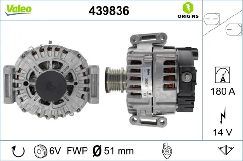 Valeo Generator VALEO ORIGINS - O.E. Technologie 439836 - Autoteile mit neuester O.E. Technologie für zuverlässige Energieversorgung und Langlebigkeit im Fahrzeug.