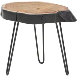 Beistelltisch Akazie Massivholz / Metall - Couchtisch im Industrial-Stil, handgefertigt aus massivem Akazienholz mit robusten Haarnadelbeinen. Jedes Stück ist ein Unikat und bringt individuellen Charme in Ihr Zuhause.