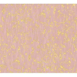 Textiltapete ARCHITECTS PAPER "Metallic Silk", rosa (rosa gold), B:0,53m L:10,05m, Viskose, Vlies, Tapeten, Ornament Tapete Barock Tapeten Wohnzimmer Schlafzimmer Küche Flur Büro