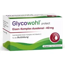 Glycowohl Eisen-Komplex Duodenal 40mg + Vitamin C Kapseln - Arzneimittel zur Unterstützung der Blutbildung mit 40mg hochkonzentriertem Eisen und Vitamin C für verbesserte Eisenaufnahme und weniger Müdigkeit.