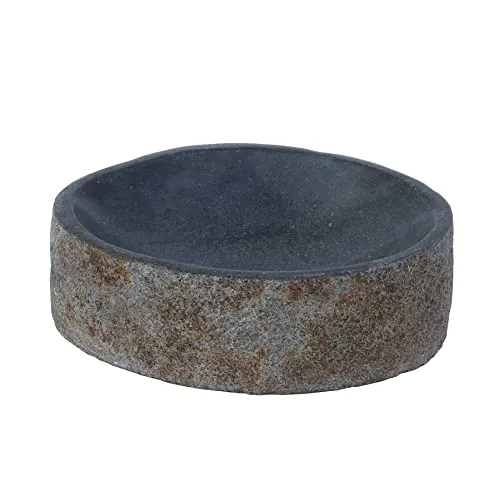 STONE art & more Exklusiver Hundenapf, Fressnapf, Futternapf, Trinkschale, oval, Ø ca. 20 cm, Steinmetzarbeit aus Flussstein, ideal für Hund, Katze usw.