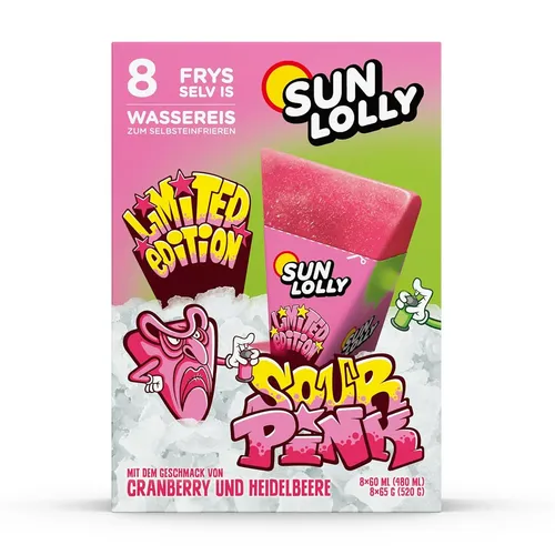 Sun Lolly Sour Pink Wassereis 8x60ml zum Selbsteinfrieren 480ml