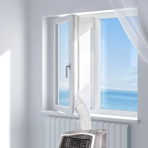 HOOMEE Fensterabdichtung für Mobile Klimageräte - Klimaanlagen Zubehör zur effizienten Abdichtung, spart Energie und erhöht die Kühlleistung, einfache Montage für Fenster bis 400 cm Umfang.