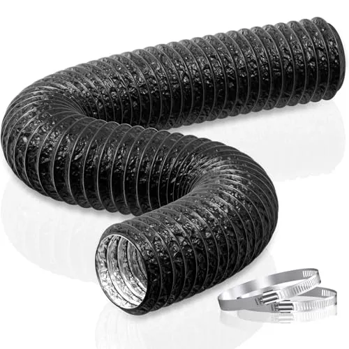 HG Power 75mm Abluftschlauch, 5m Flexibel PVC Alurohr Lüftungsschlauch Schallgedämmter Alu Flex-Schlauch Abluftrohr für Wachstumszelt Trockner Mobile Klimaanlage Abluftventilator, Schwarz
