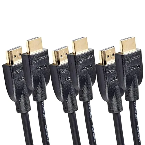 Amazon Basics 4K-HDMI-Kabel, 1.8 m, 18 Gbit/s Highspeed mit Ethernet, 4K@60Hz, 3 Stück, 2160p, Schwarz