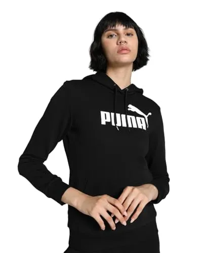 PUMA Damen Ess Logo Hoodie Tr Sweatshirt, Black, XS - Hoodie aus recycelten Materialien, umweltfreundlich und mit Jersey gefütterter Kapuze für optimalen Komfort. Perfekt für sportliche und lässige Looks.