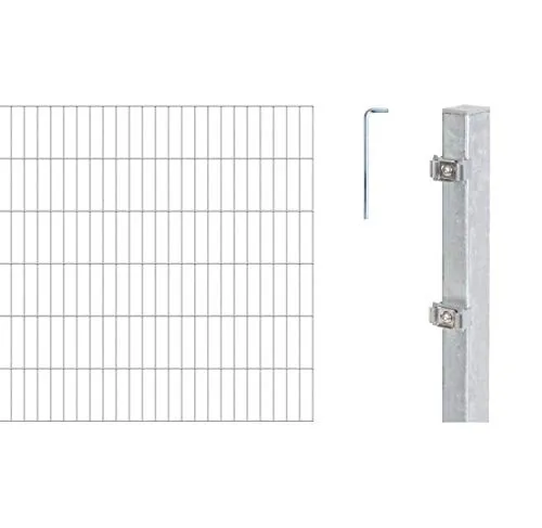 Alberts 656270 Doppelstabmattenzaun Komplettset 22 tlg. - Hochwertiger Doppelstabmattenzaun aus feuerverzinktem Stahl - robust, rostfrei und ideal für sichere Einzäunungen im Garten. Mit einer Höhe von 120 cm und einer Länge von 20 m bietet er zuverlässigen Schutz.